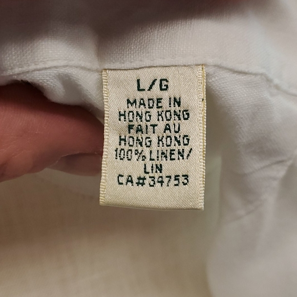 FAIRWAY & GREENS WHITE LINEN SHORT SLEEVE SHIRT L - Picture 8 of 8